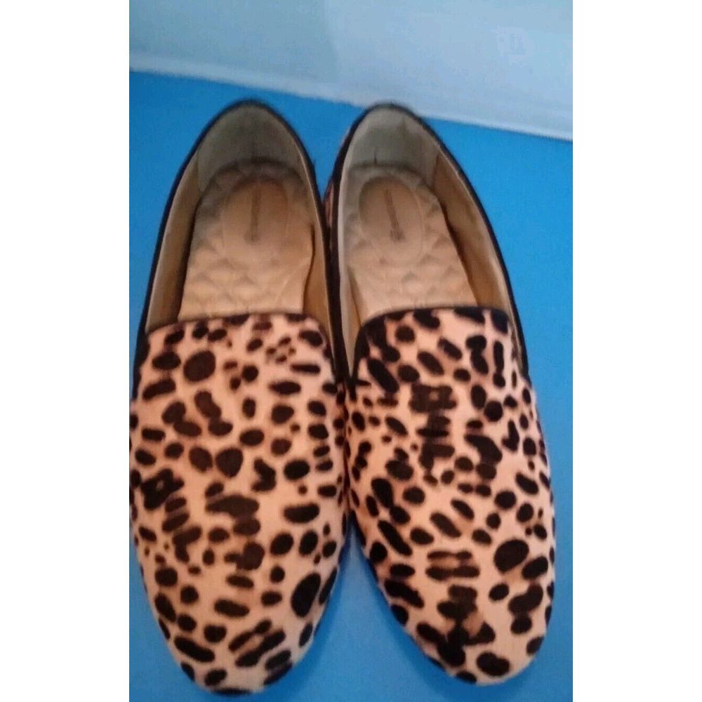 Birdies The Starling Flat Shoes Women Size 8.5 Cheetah Calf Hair Slipper Loafer - Picture 4 of 5